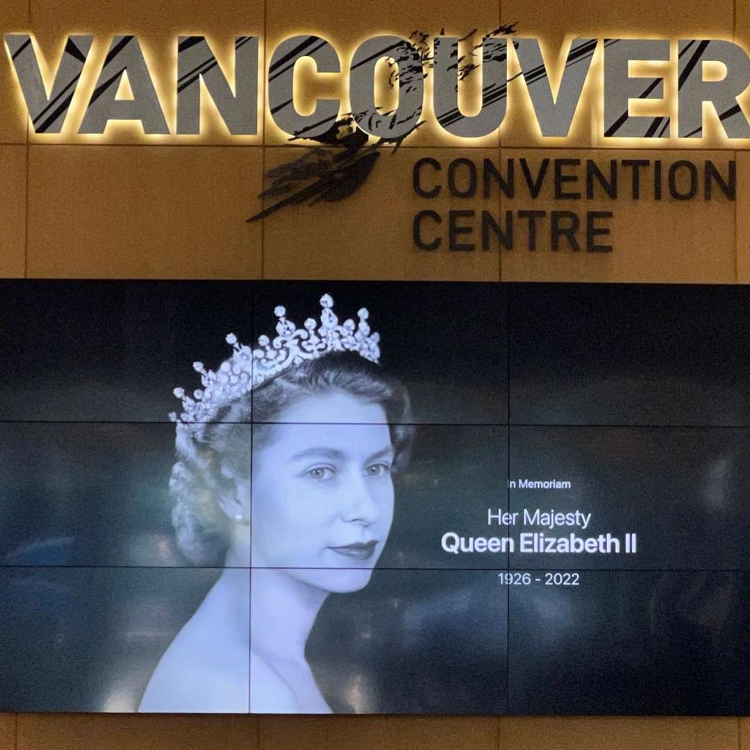 Vancouver Convention Centre, honoring Queen Elizabeth's death